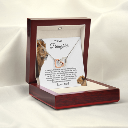 To My Daughter - Linked Hearts Necklace - You Are Never Alone Message Card Gift