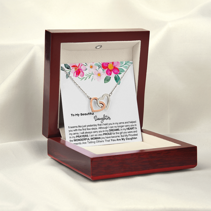 To My Daughter - Linked Hearts Necklace - Proud of You Message Card Gift