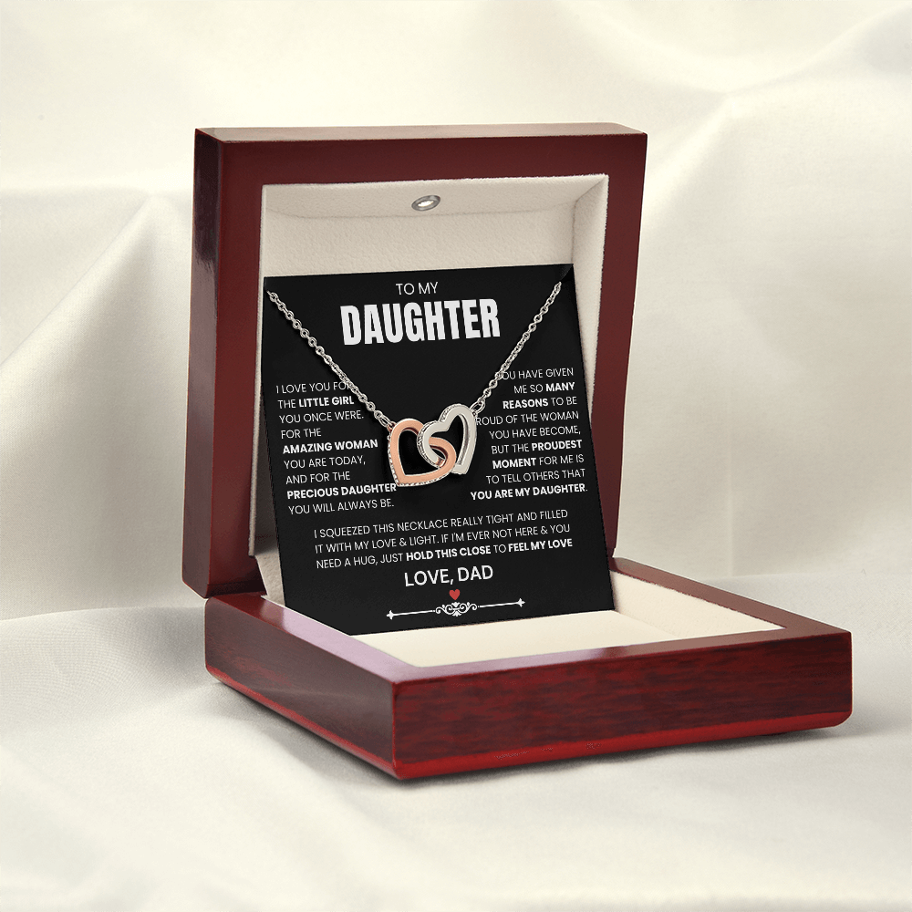 To My Daughter - Linked Hearts Necklace - Precious Daughter Message Card Gift