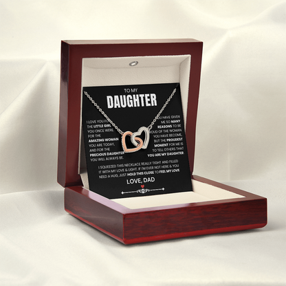 To My Daughter - Linked Hearts Necklace - Precious Daughter Message Card Gift