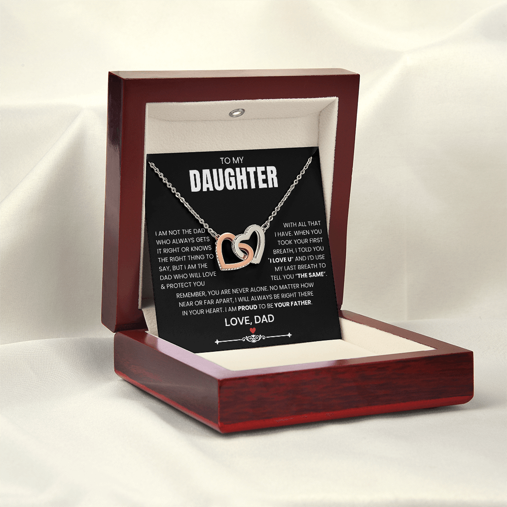 To My Daughter - Linked Hearts Necklace - Proud to Be Your Father Message Card Gift