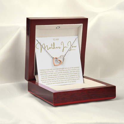 To My Mother In Law - Linked Hearts Necklace - You Are The Greatest Blessing Message Card Gift