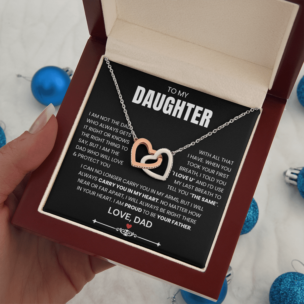 To My Daughter - Linked Hearts Necklace - Proud to Be Your Dad Message Card Gift