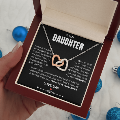 To My Daughter - Linked Hearts Necklace - Proud to Be Your Father Message Card Gift