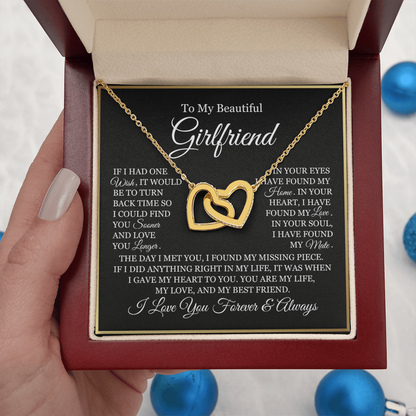 To My Girlfriend - Linked Hearts Necklace - You Are My Life Message Card Gift