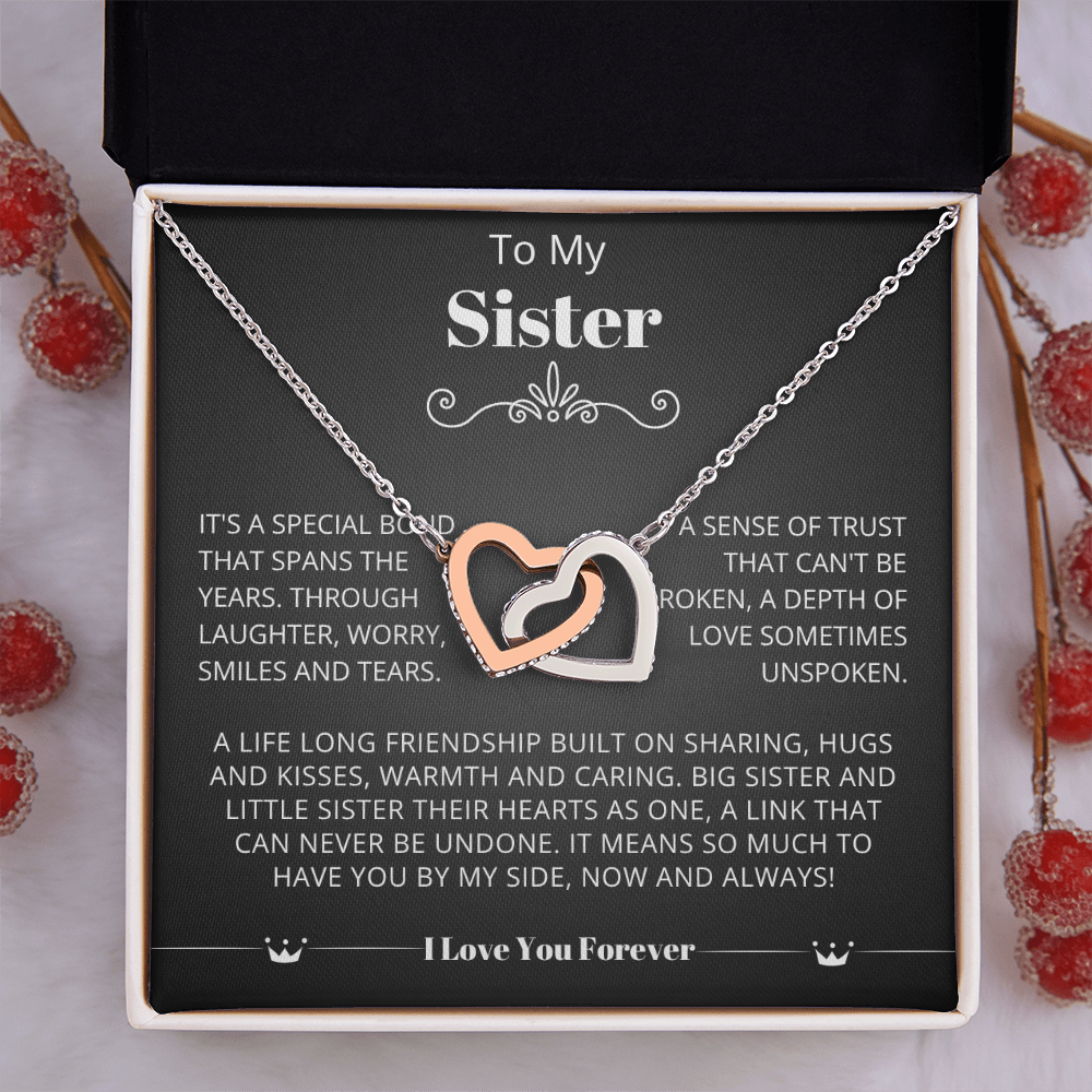 To My Sister - Linked Heart Necklace - A Link Can Never Be Undone
