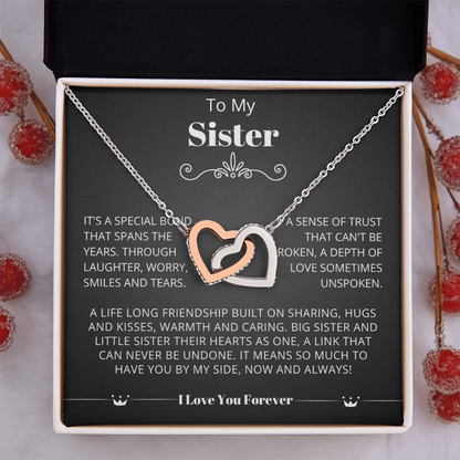 To My Sister - Linked Heart Necklace - A Link Can Never Be Undone