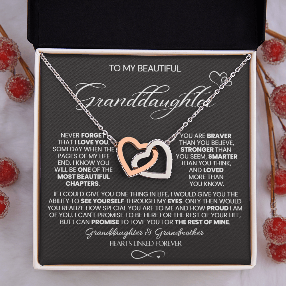 To My Granddaughter - Linked Hearts Necklace - Hearts Linked Forever