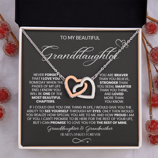To My Granddaughter - Linked Hearts Necklace - Hearts Linked Forever