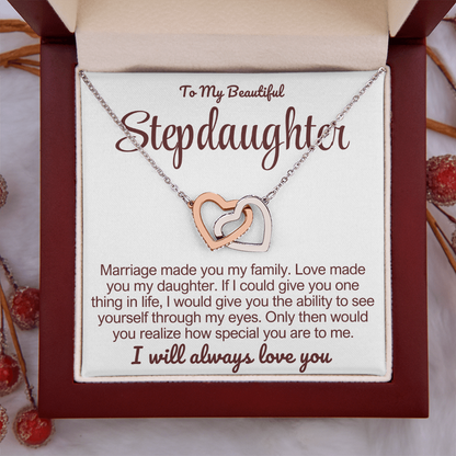 To My Stepdaughter - Linked Heart Necklace - I Will Always Love You Gift