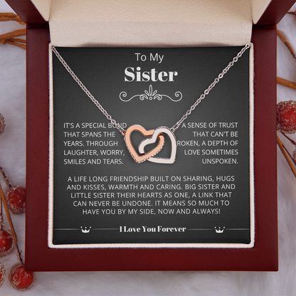 To My Sister - Linked Heart Necklace - A Link Can Never Be Undone