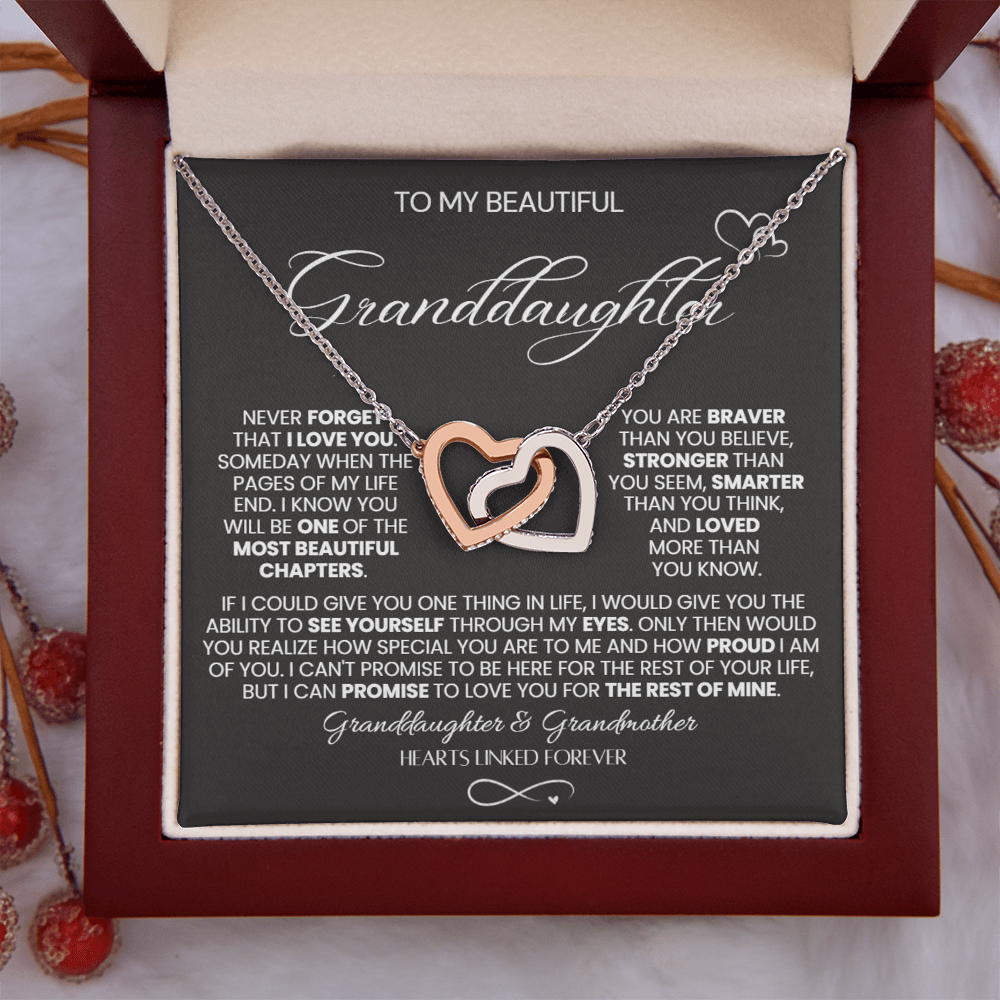 To My Granddaughter - Linked Hearts Necklace - Hearts Linked Forever