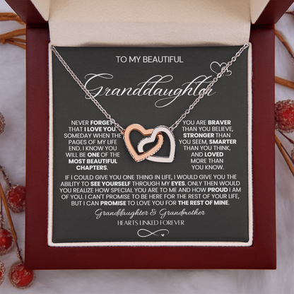 To My Granddaughter - Linked Hearts Necklace - Hearts Linked Forever