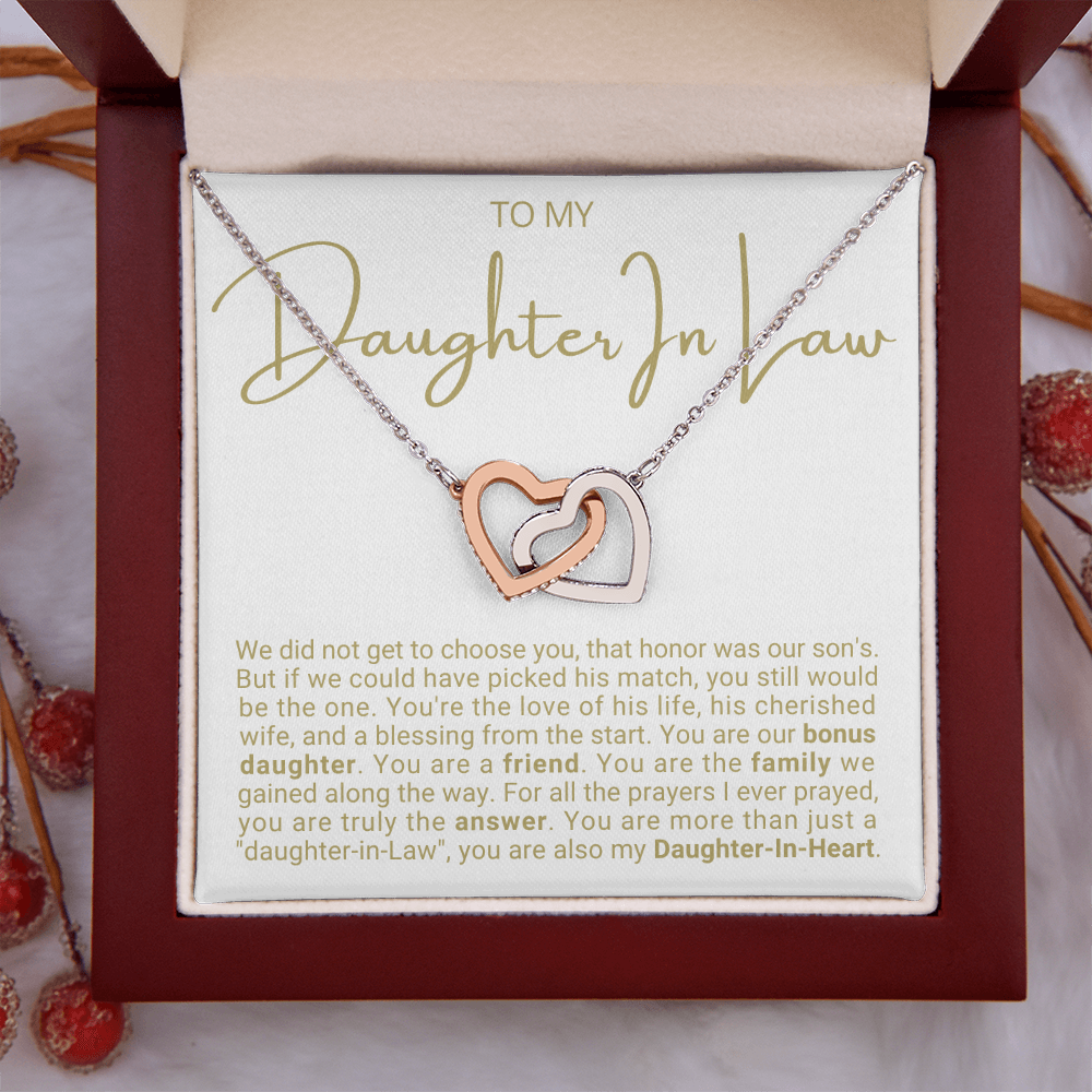 To My Daughter-in-law - Linked Hearts Necklace - Daughter-in-heart Message Card Gift