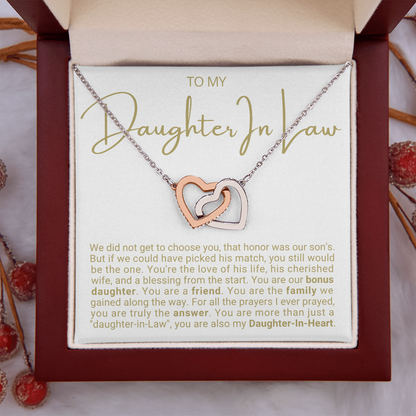 To My Daughter-in-law - Linked Hearts Necklace - Daughter-in-heart Message Card Gift