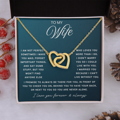 To My Wife - Linked Hearts Necklace - Always Be There For You Valentine's Day Gift