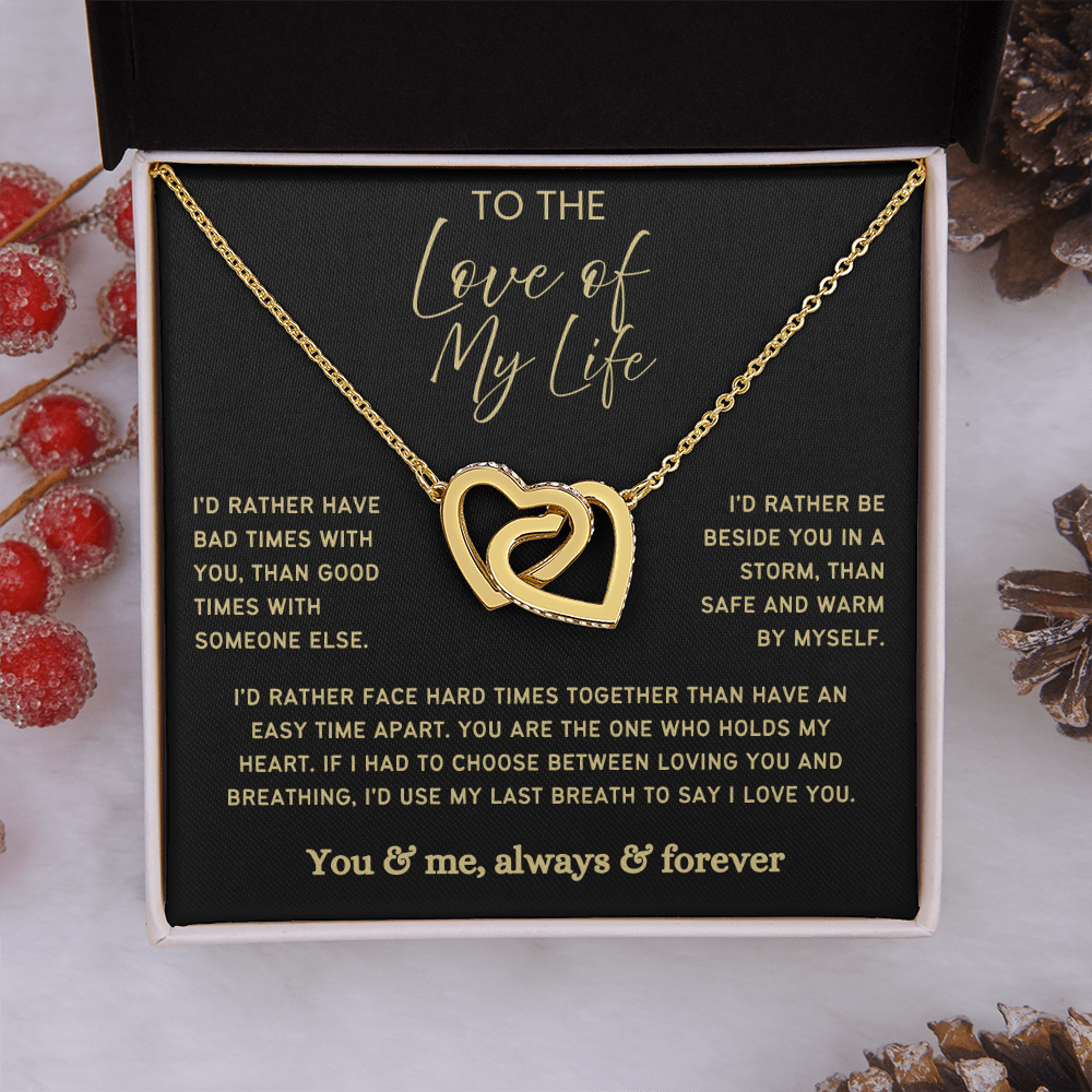 To My Wife - Linked Hearts Necklace -  Rather Beside You Valentine's Day Gift