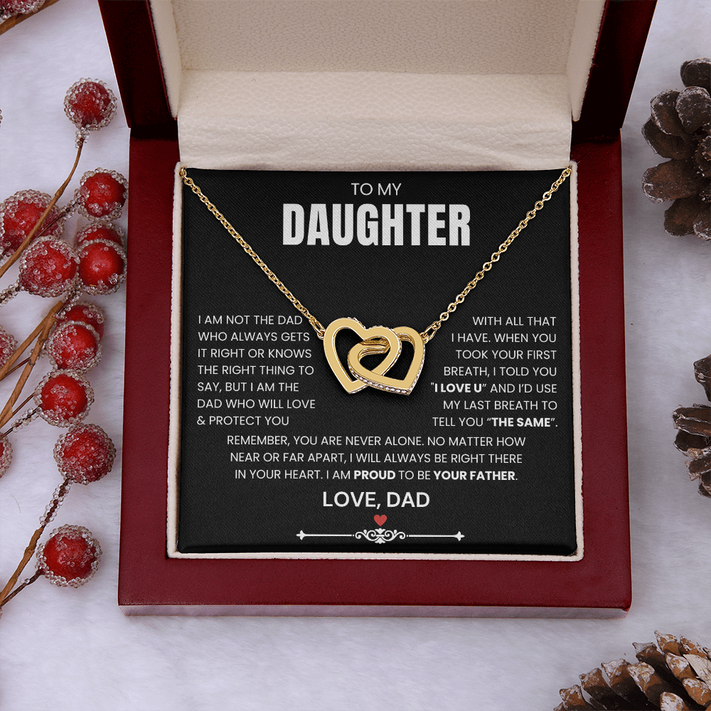 To My Daughter - Linked Hearts Necklace - Proud to Be Your Father Message Card Gift