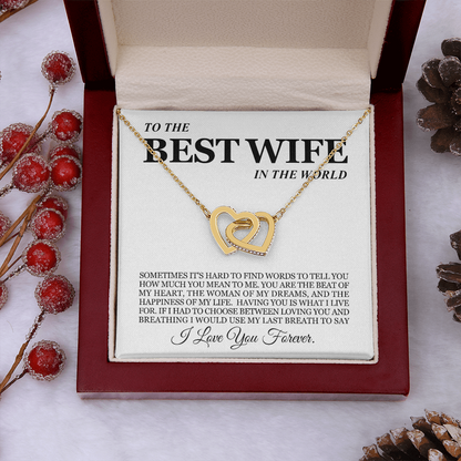 To My Wife - Linked Hearts Necklace - I Love You Forever Valentine's Day Gift