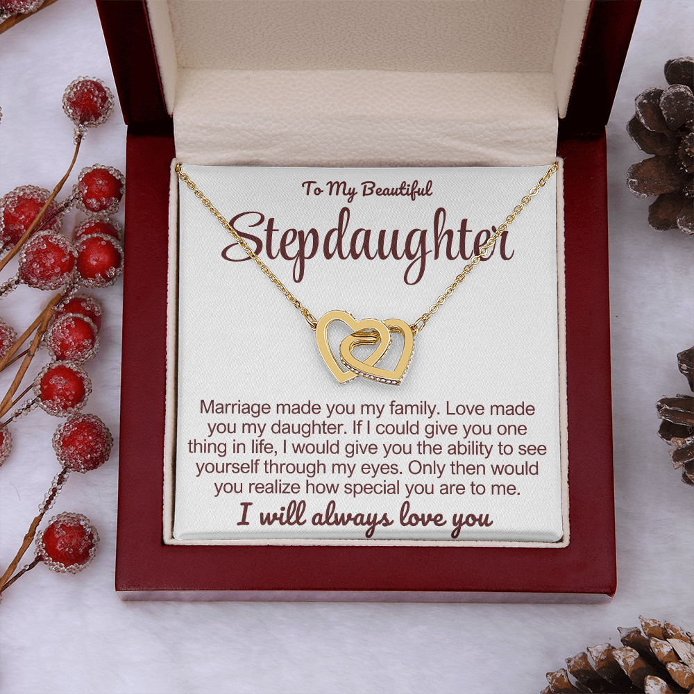 To My Stepdaughter - Linked Heart Necklace - I Will Always Love You Gift