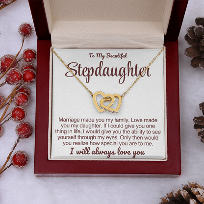 To My Stepdaughter - Linked Heart Necklace - I Will Always Love You Gift