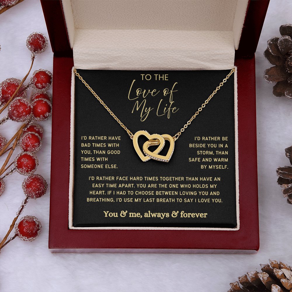 To My Wife - Linked Hearts Necklace -  Rather Beside You Valentine's Day Gift