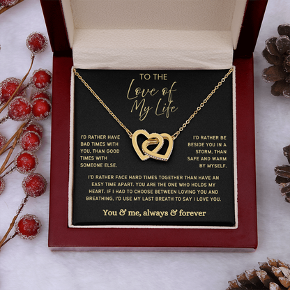 To My Wife - Linked Hearts Necklace -  Rather Beside You Valentine's Day Gift