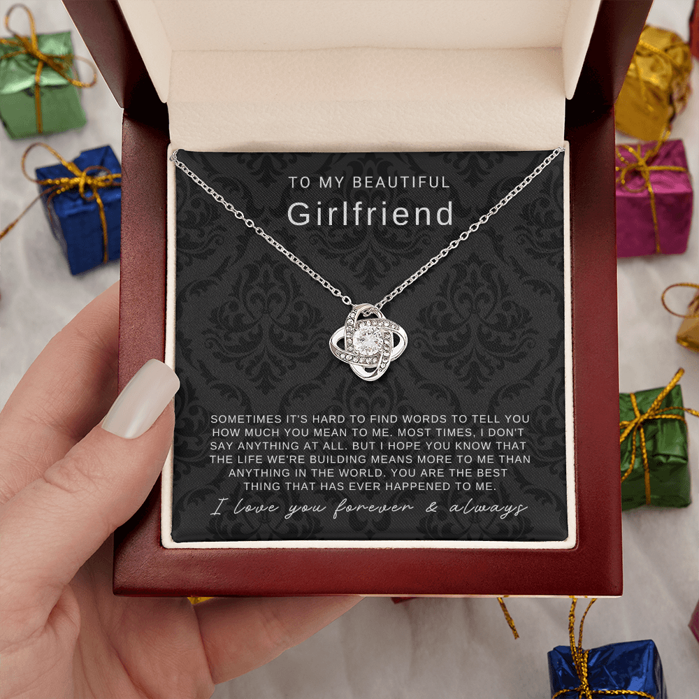 To My Girlfriend - Love Knot Necklace - You Are The Best Thing Message Card Gift
