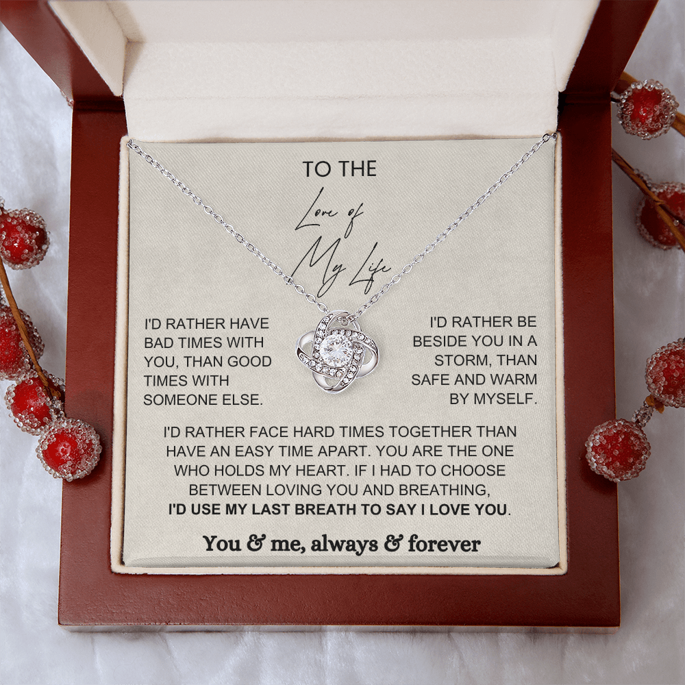 To My Wife - Love Knot Necklace - Rather Beside You Message Card Gift