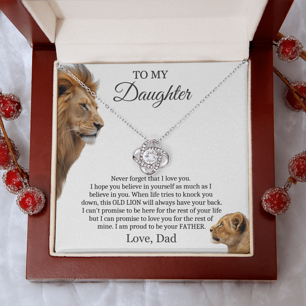 To My Daughter from Dad - Love Knot Necklace - Proud To Be Your Father Message Card Gift