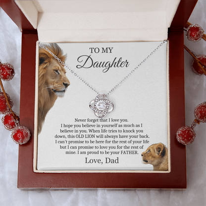To My Daughter from Dad - Love Knot Necklace - Proud To Be Your Father Message Card Gift