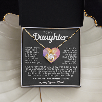 To My Daughter - Love Knot Necklace - You're My World Message Card Gift