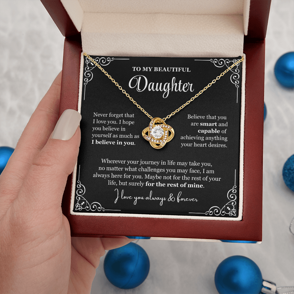To My Daughter - Love Knot Necklace - Love You For The Rest Of Mine Gift Box