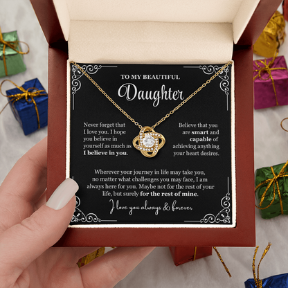 To My Daughter - Love Knot Necklace - Love You For The Rest Of Mine Gift Box