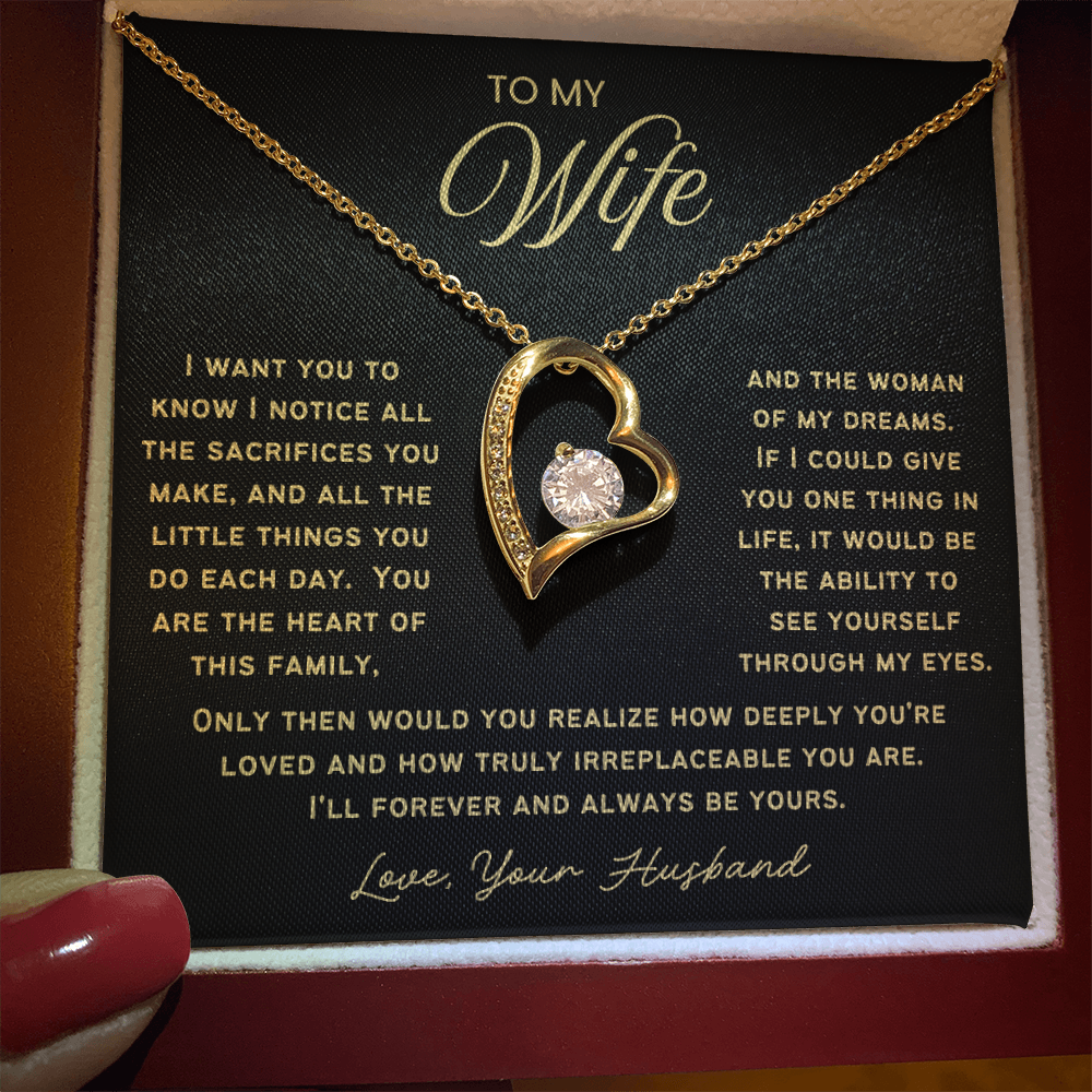 To My Wife - Love Heart Necklace - You Are Irreplaceable Valentine's Day Gift