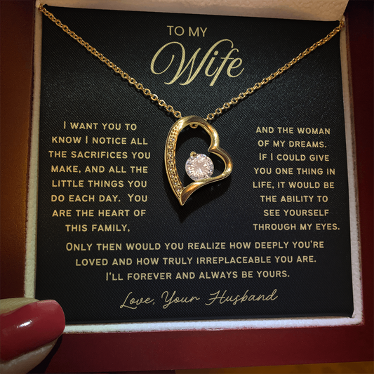 To My Wife - Love Heart Necklace - You Are Irreplaceable Valentine's Day Gift