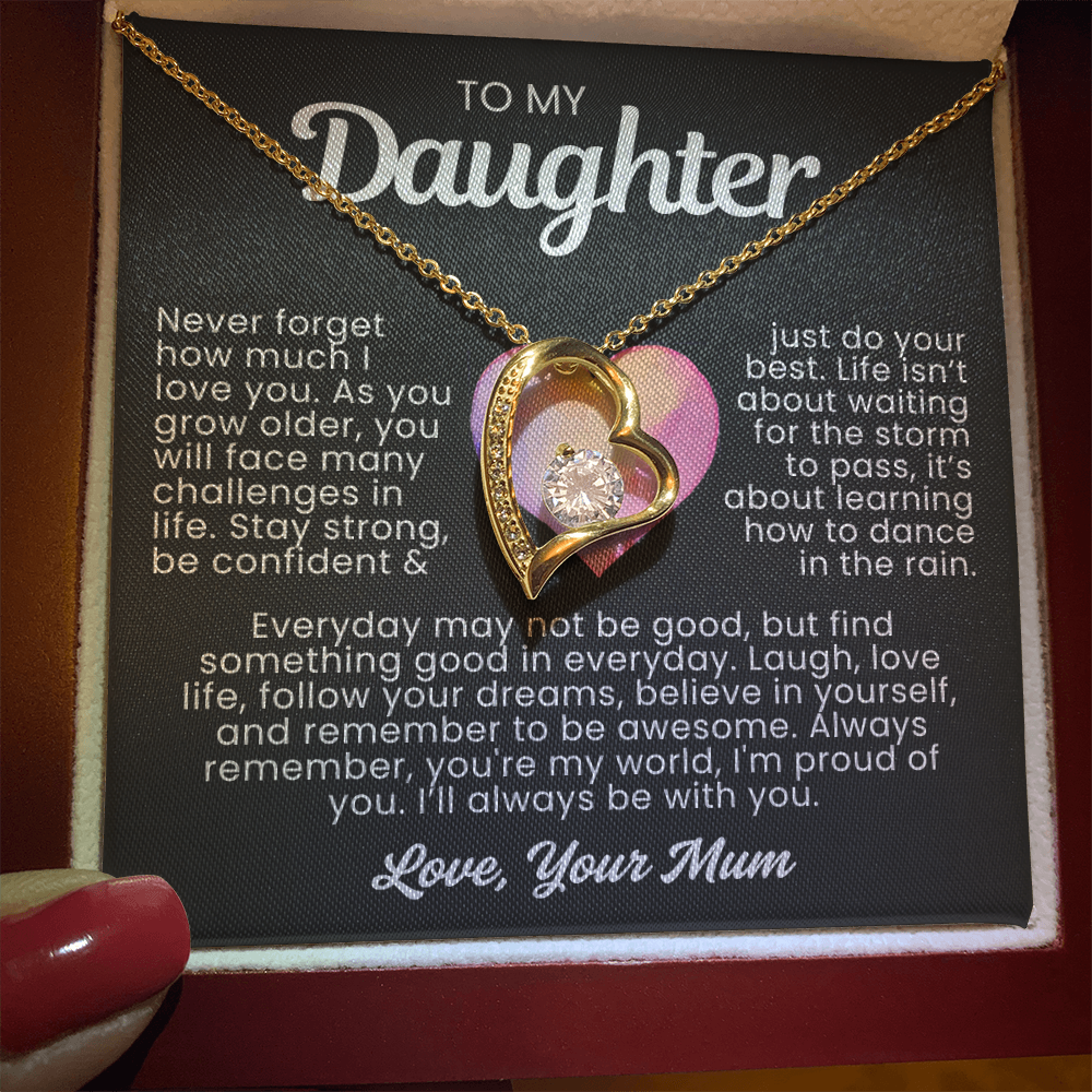 To My Daughter Necklace from Mum - Love Heart Necklace - You Are My World Gift