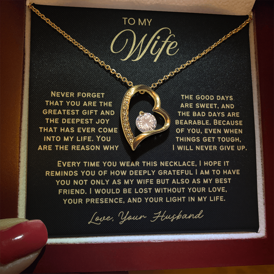 To My Wife - Love Heart Necklace - You Are the Greatest Gift from Husband