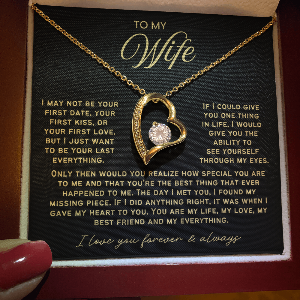 To My Wife - Love Heart Necklace - You Are My Everything Valentine's Day Gift