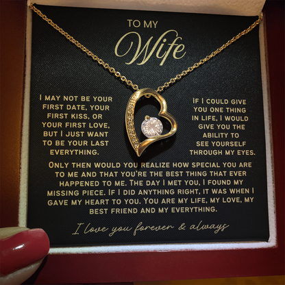 To My Wife - Love Heart Necklace - You Are My Everything Valentine's Day Gift