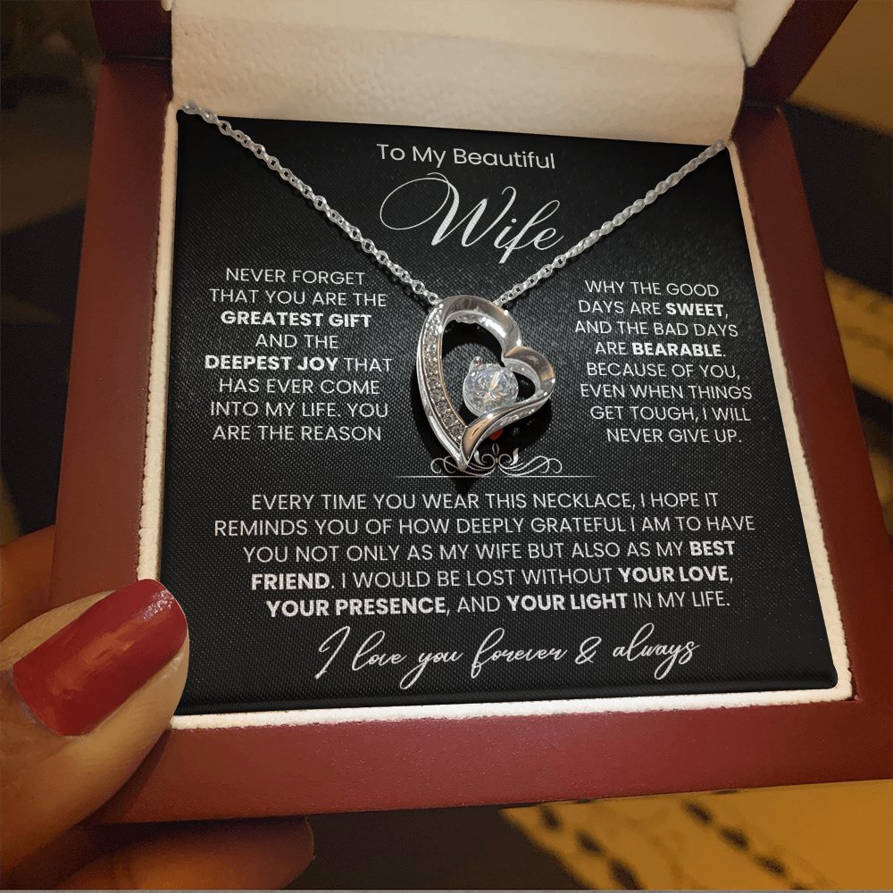 To My Wife - Love Heart Necklace - You Are the Greatest Gift