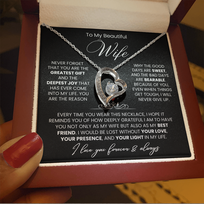 To My Wife - Love Heart Necklace - You Are the Greatest Gift