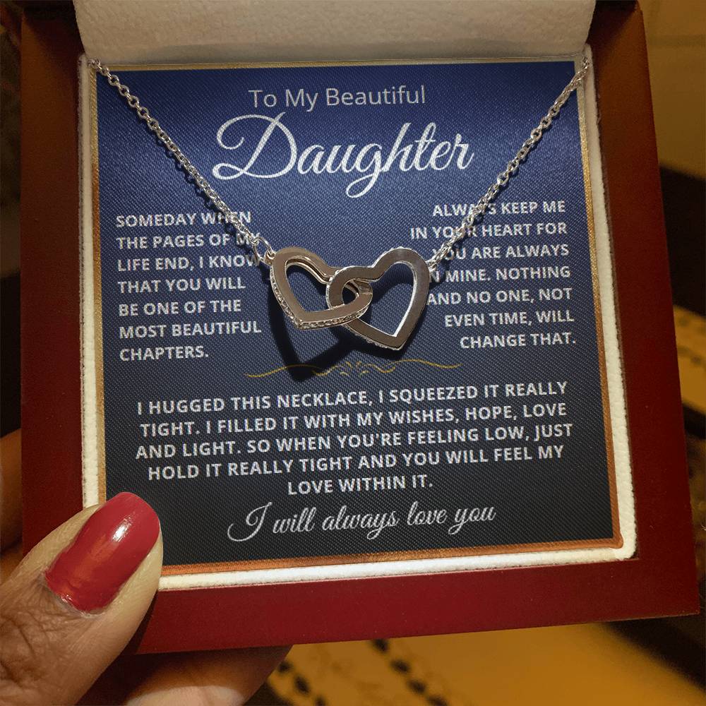 To My Daughter - Linked Hearts Necklace - Love You Forever