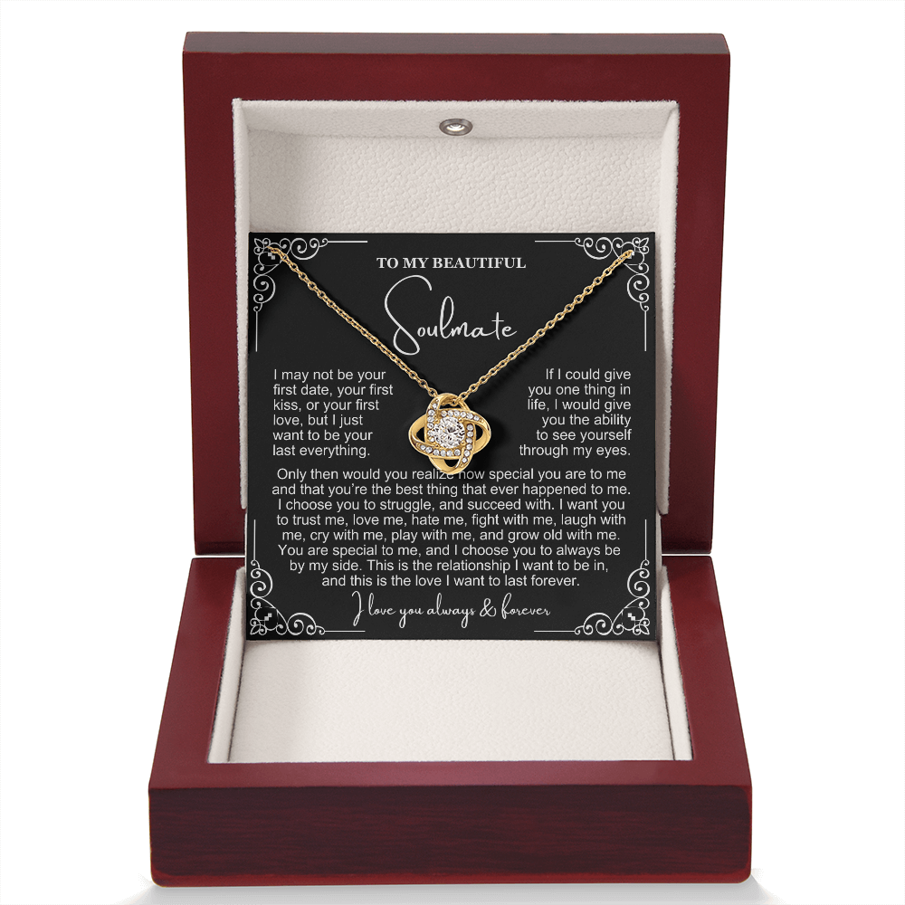 To My Soulmate Necklace - Love Knot Necklace - I Choose You Message Card Gift