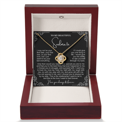 To My Soulmate Necklace - Love Knot Necklace - I Choose You Message Card Gift