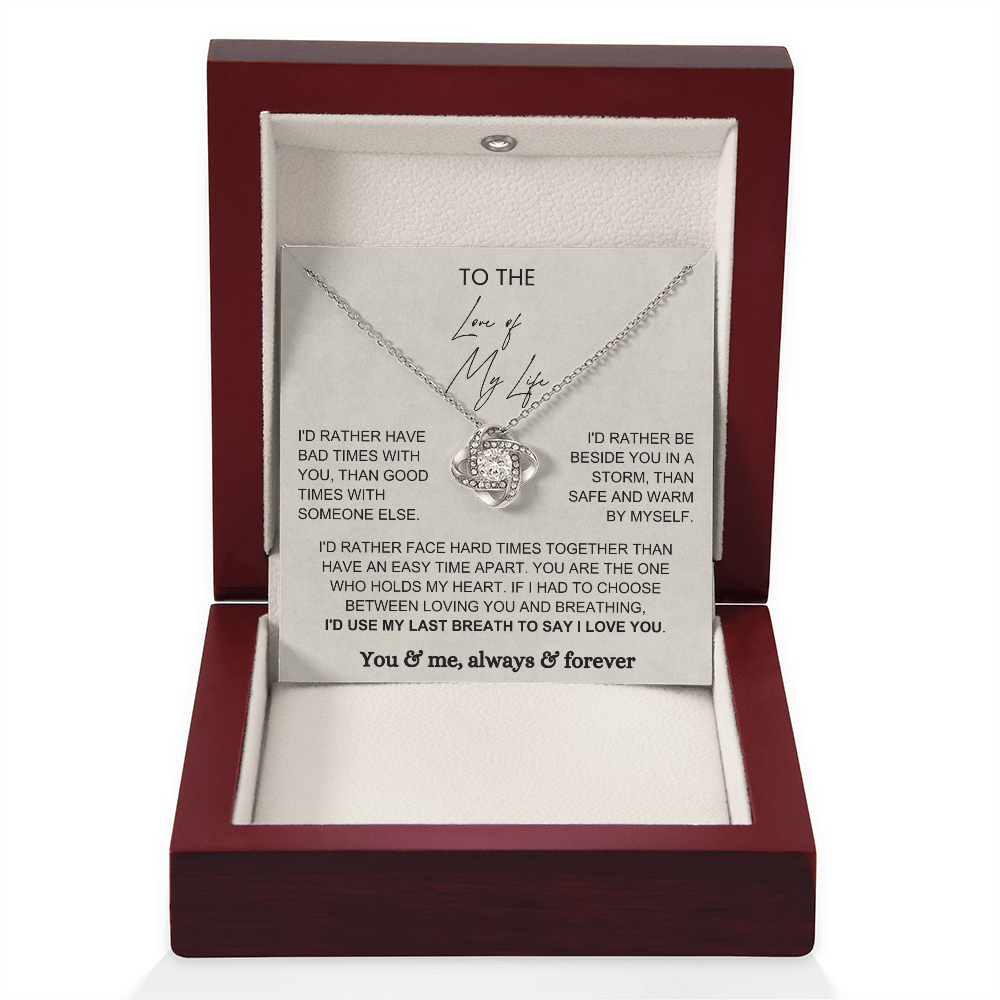 To My Wife - Love Knot Necklace - Rather Beside You Message Card Gift
