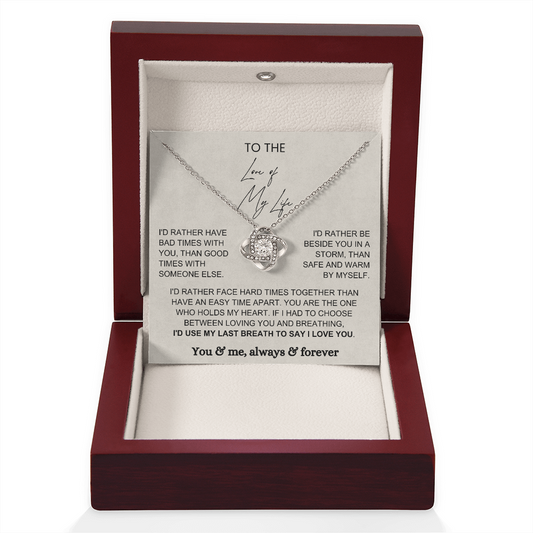 To My Wife - Love Knot Necklace - Rather Beside You Message Card Gift