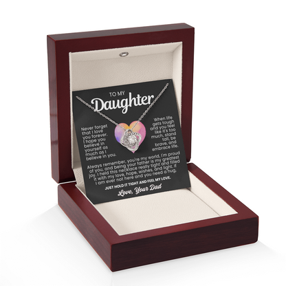 To My Daughter - Love Knot Necklace - You're My World Message Card Gift