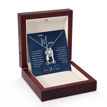 To My Mum - Love Knot Necklace - Always Your Little Man Message Card Gift
