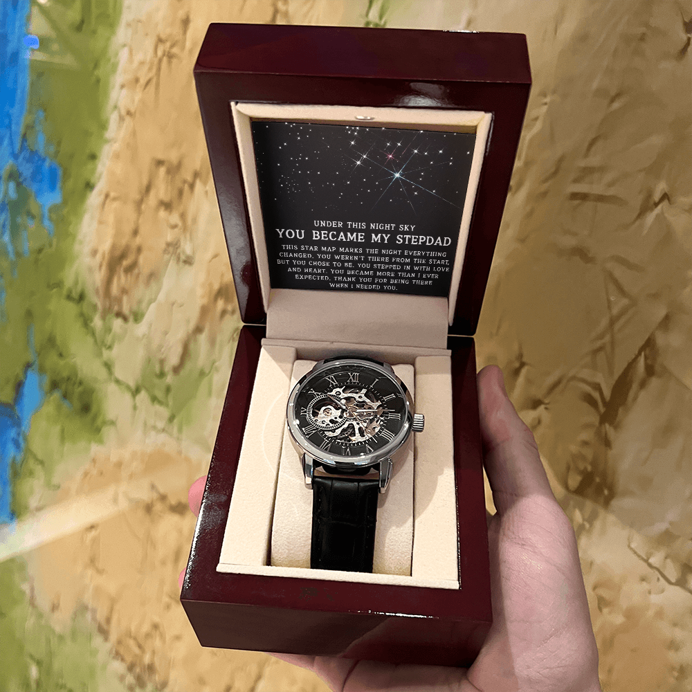 Under This Night Sky - Father's Day Openwork Watch Gift for Stepdad